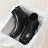 England Style Mens Chelsea Boots Fashion Square Toe Shoes Stage Nightclub Dress Cowboy Genuine Leather Boot Black Short Botas