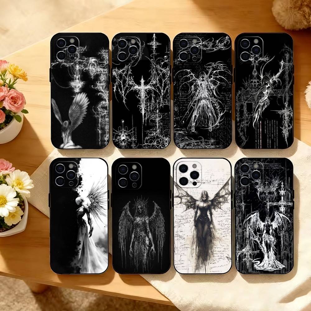 G-Gothic Cyber Sigil Phone Case For iPhone 17,16,15,14,13,12,11 Plus,Pro Max,XS,Soft Silicone Black Cover