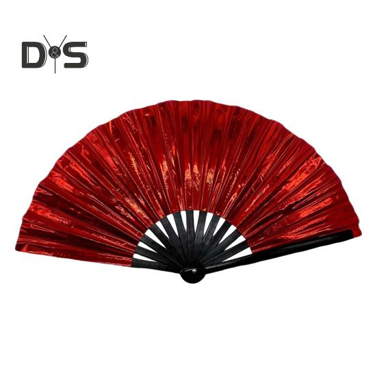 Bunter Kung-Fu-Fächer, holografischer, faltbarer PVC-Fächer, ergonomischer Griff, sanftes Öffnen und Schließen, Performance-Fächer, Volkshandwerks-Fächer