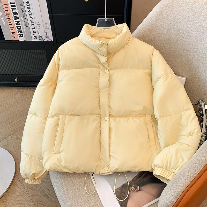 Winter New Short Design Solid Color Cotton-padded Jacket Women's Winter Bread Coat Thickened Cotton-padded Jacket Cotton-padded Yellow.