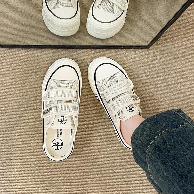 Fashion CRLAYDK Fashion Platform Mesh Skate Shoes for Women Slip On Casual Outdoor Slides Ladies Backless Walking Breathable Tennis