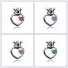 Alloy Diamante Heart Crown Bead with Big Hole Ornament Accessories