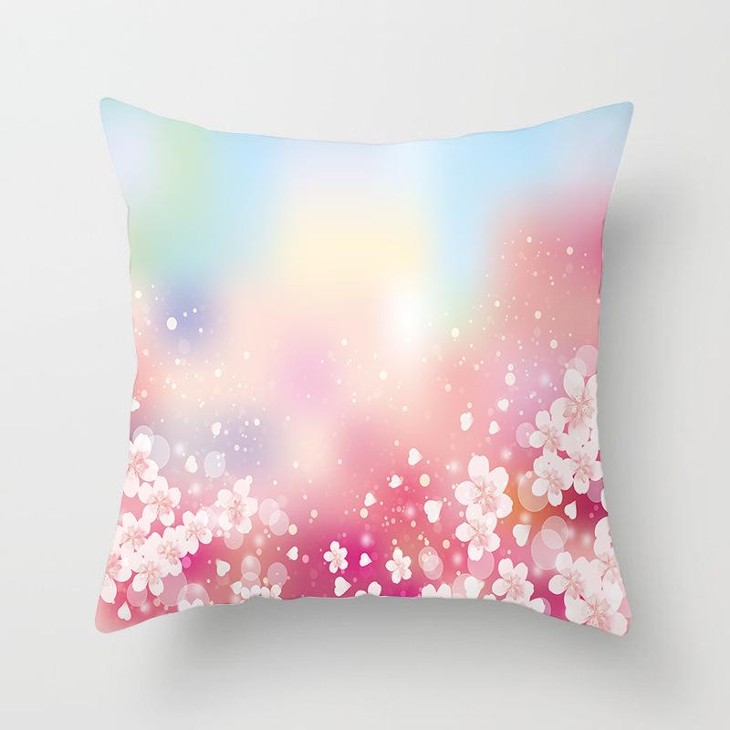 Peach Leather Velvet Fresh Pink Flower Pillowcase Home Sofa Pillow Cushion Cover Core-free