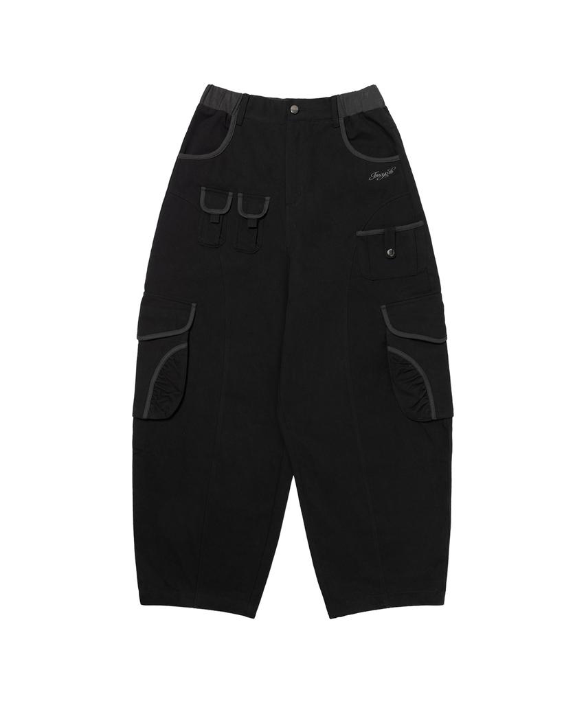 FANCY CLUB Cargo Work Balloon Pants (Black) F26Qd153