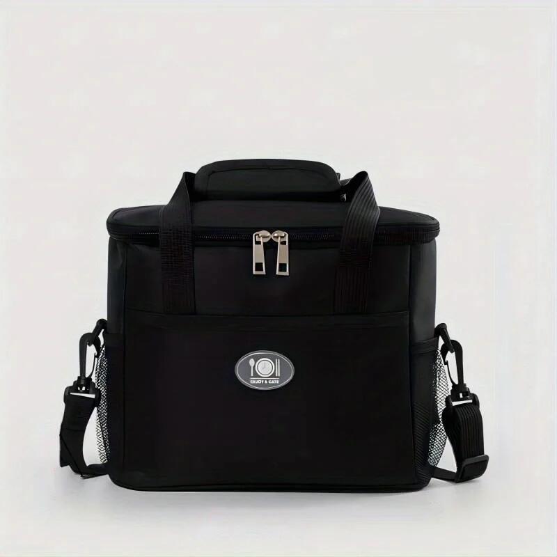 

Изолированная сумка для ланча для мужчин, большая герметичная сумка-холодильник с регулируемым плечевым ремнем для работы в офисе, пикника чёрный