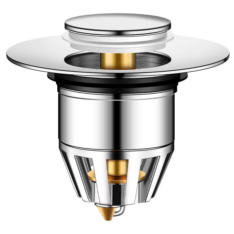 Stainless Steel Push-Type Leak Stopper & Deodorant Sink Drainer
