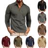 Autumn and Winter Cross-border Men's Long-sleeved T-shirt Men's Henry Shirt Color Matching T-shirt Top