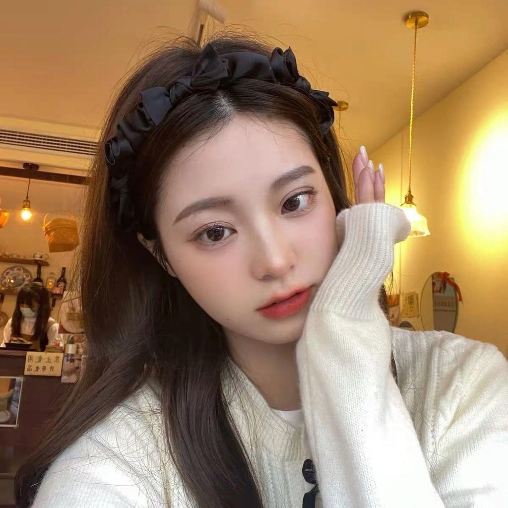 Korean version ins summer bow headband solid color sweet fabric headband wearing versatile hair accessories for women