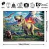 Vulkan T-Rex Dinosaurier Wandteppich, Jurassische Dschungellandschaft Wanddekoration für Jungenzimmer & Thematische Geburtstagsparty