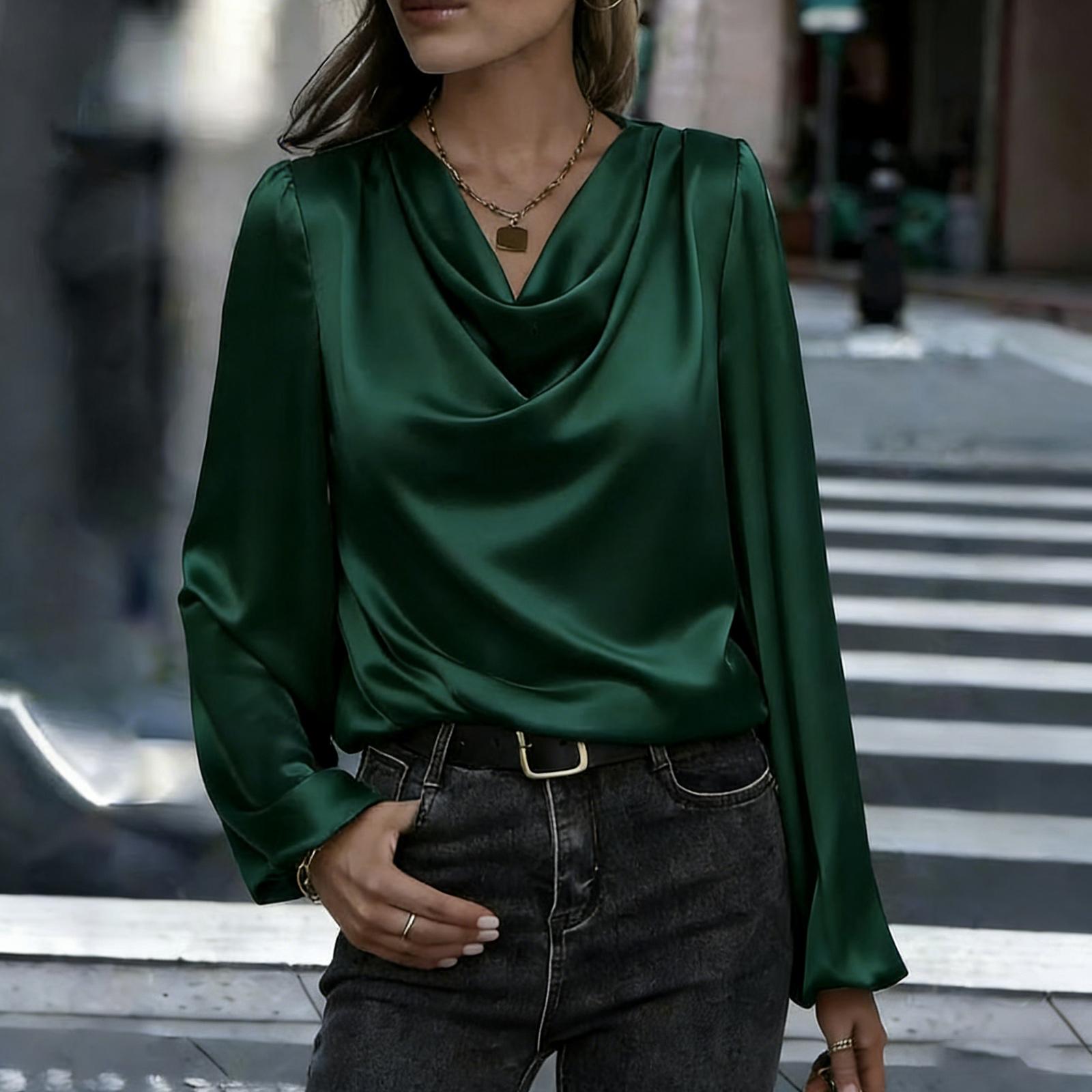 

Women s Fashionable Casual Long-sleeved Top/shirt XL зелений