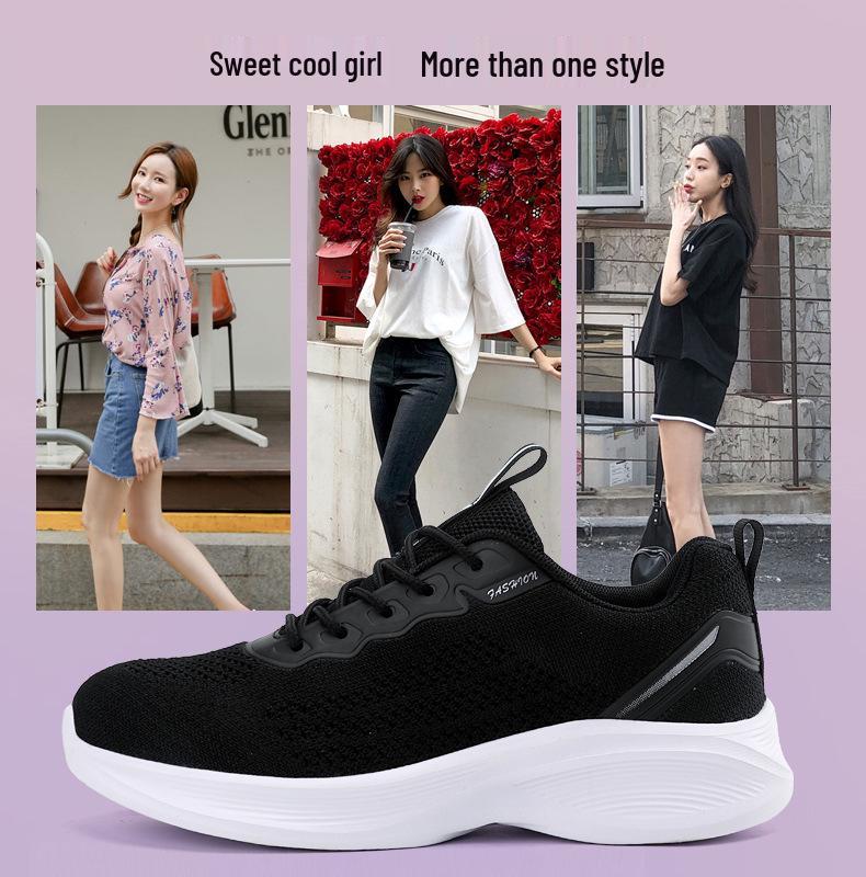 Women's Breathable Flyknit Low-Top Running Shoes - Non-Slip, Lightweight, Casual All-Season Sports Footwear