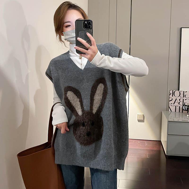 Sleeveless Knitted Vest Women Autumn and Winter Loose Slim Hundred Canvas Pullover Vest Top