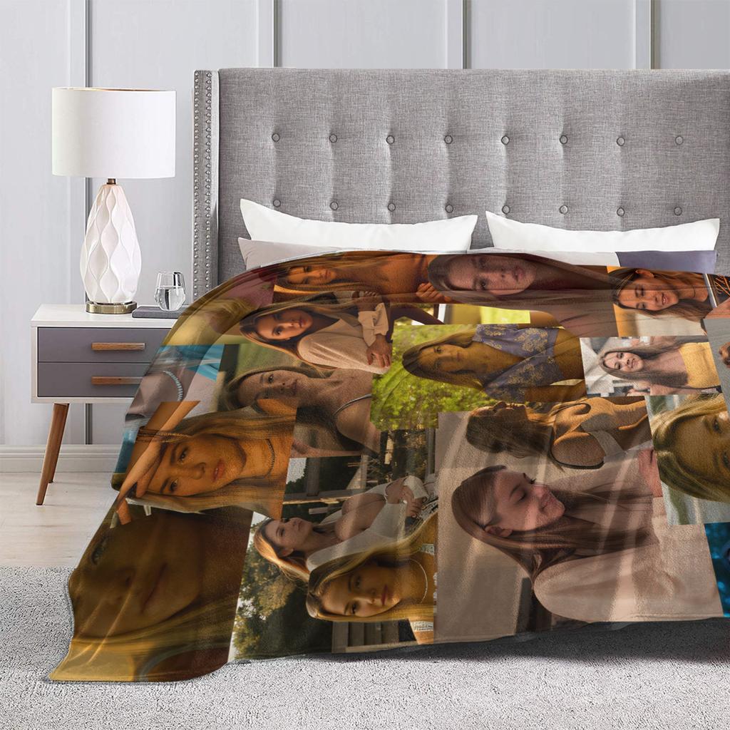 Madelyn Cline Montage Blanket Soft Warm Funny Plush Throw Blanket For Outdoor Airplane Travel Flannel Bedspread Bed Cover