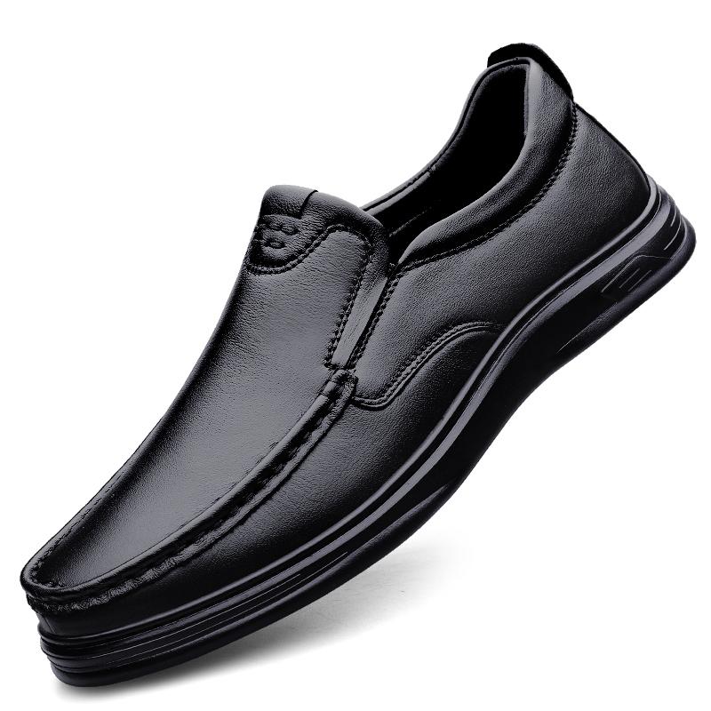 Men breathable shoes waterproof Genuine leather footwear Thicksoled versatile Casual comfort male middle aged dad's shoes