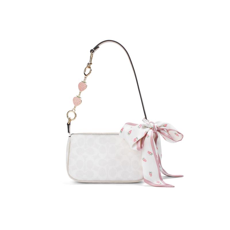 COACH shoulder bag [Customized bag] Nolita 19 Berry Cherry Silk Rhyme Ido Print Ribbon Decoration Sweet Cute Berry Cherry Silk Rhyme Pink Gift Box
