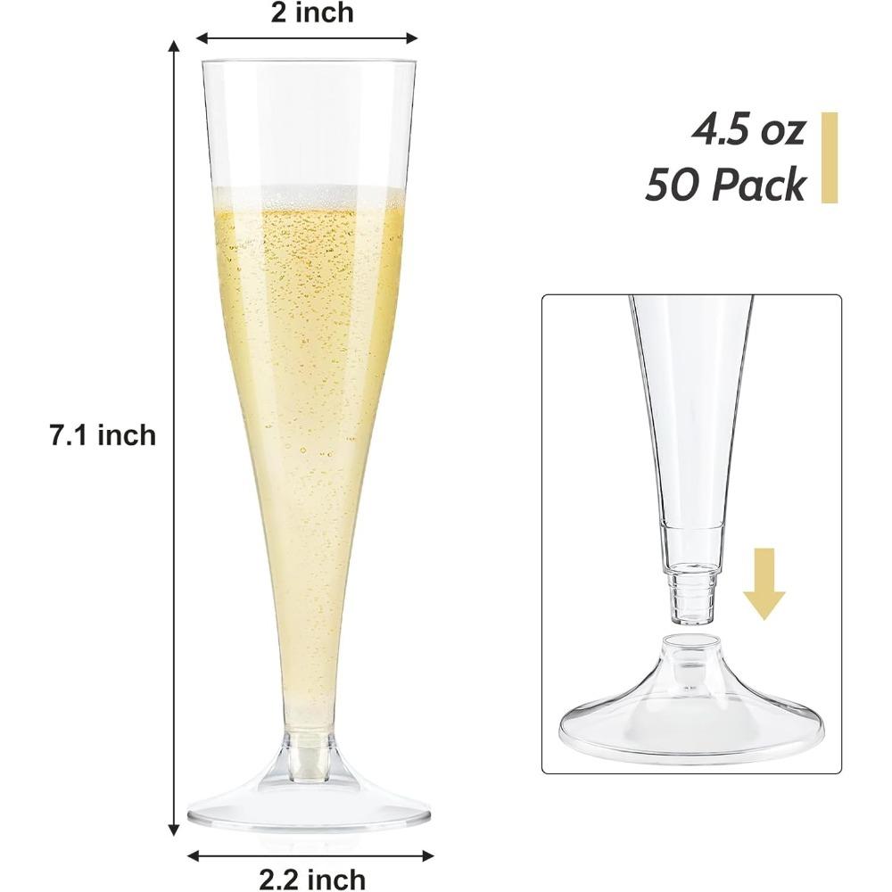 20pcs Plastic Champagne Flutes 4.5 Oz Clear Plastic Champagne Glasses Disposable Toasting Glass for Party Wedding Bar Supplies