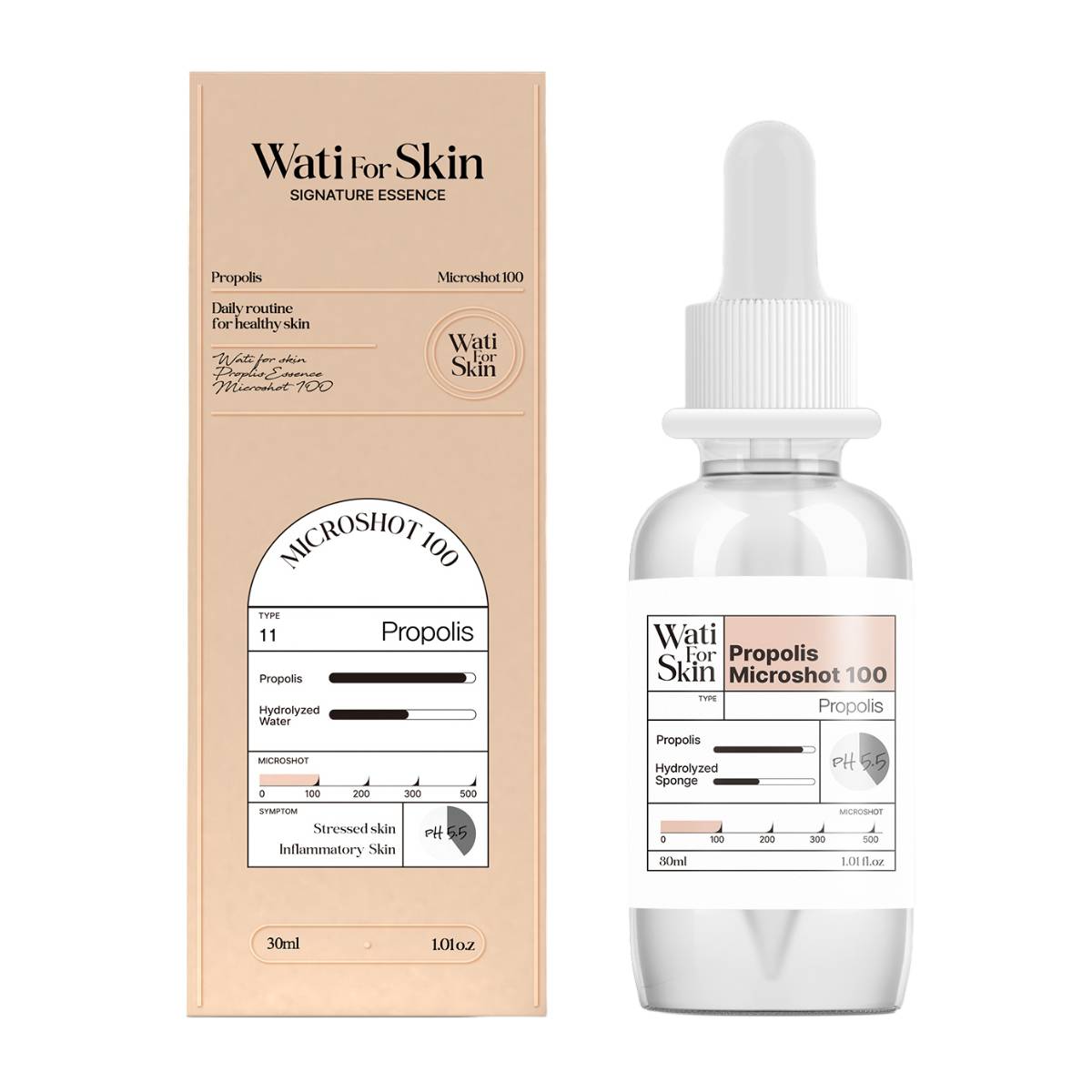 WATI FOR SKIN Skin Essence Microshot 100, 12 видов/30 мл, Антивозрастной, Увлажняющий, Корейская косметика, Kbeauty, пробник Propolis Essence