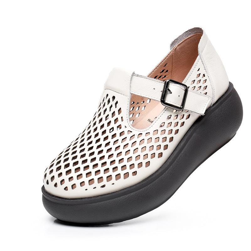 

Модные сандалии GKTINOO из натуральной кожи с закрытым носком для женщин, летние сандалии на платформе с вырезами, танкетки, повседневная женская обувь ручной работы 3