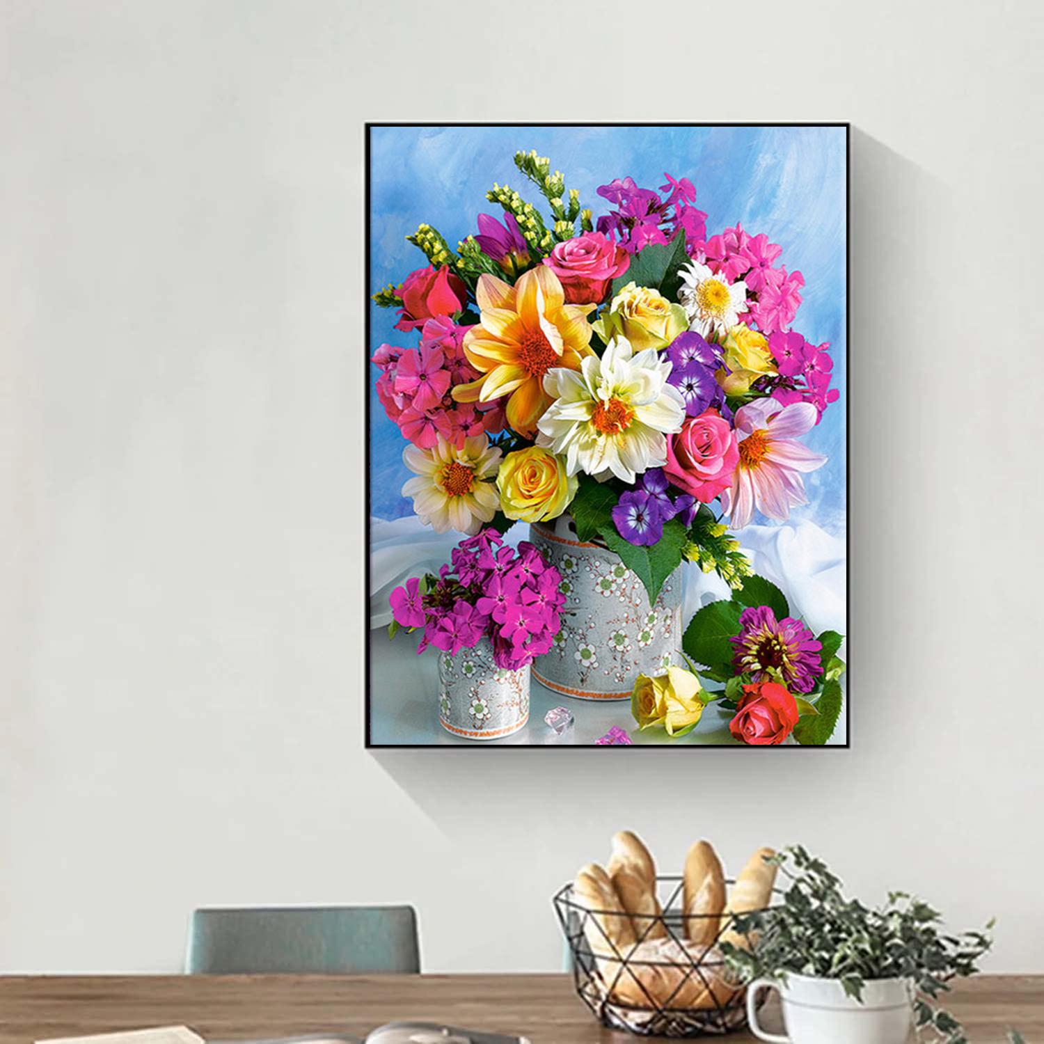 

5D DIY Алмазная картина Цветы Набор для вышивки крестом Мозаика Алмазная вышивка Роза Полный круглый/квадратный дрель Украшение дома Round 30x40cm