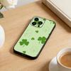 2026-Four-leaf clover Phone Case For iPhone 17 16 15 14 13 12 Max Plus Silicone Black Cover