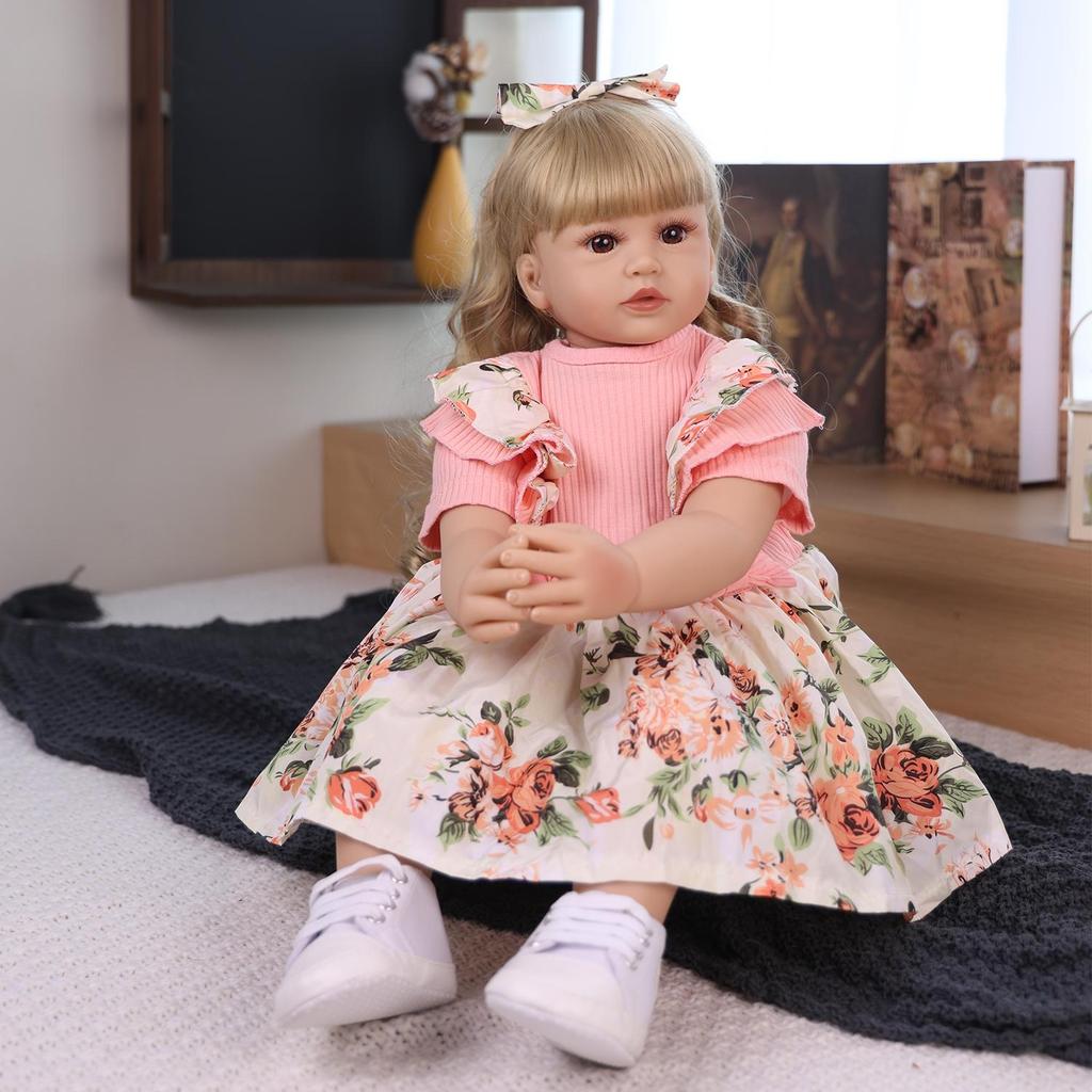 60 Cm Reborn Baby Girl Toy Cloth Body Realistic Princess Newborn Baby Dolls Kids Birthday Christmas Gifts Suit for 7+ Years