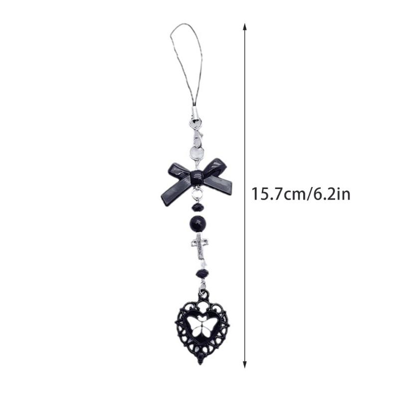 Bowknot Heart Cross Flower Phone Charm Straps Keys Hanging Pendants Bag Decor
