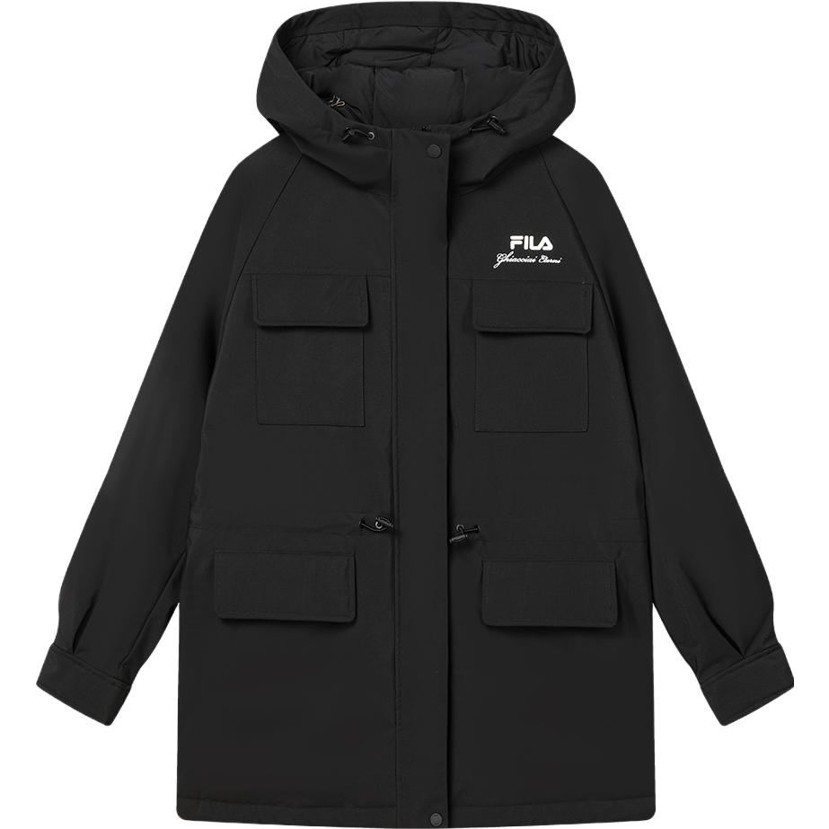 Fila 2023 Winter New Fashion Simple Loose Warm Hooded Jacket Women Outerwear Black F11W348906F-BK