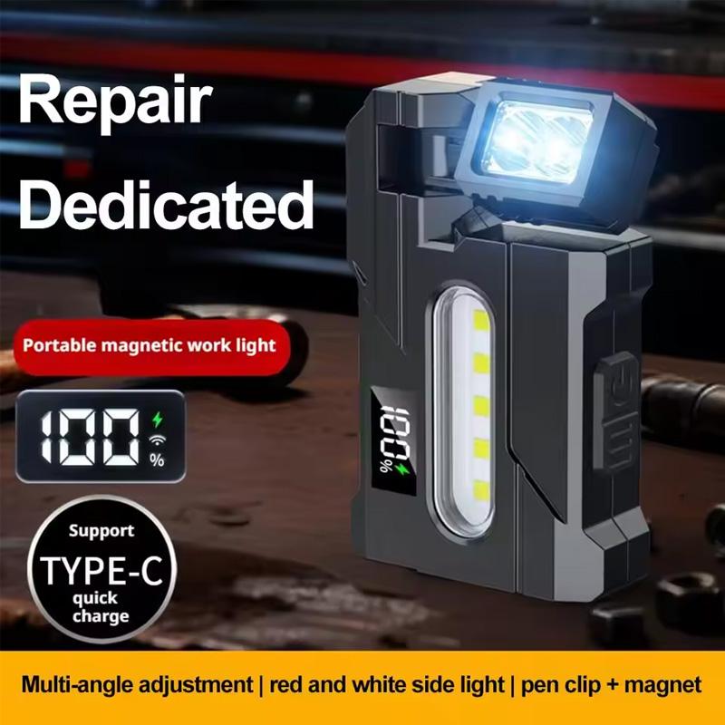 Multifunctional LED Work Light Rechargeable Flashlight Outdoor Torch Portable Pocket Light Magnetic Repair Lamp Ajustable Angle