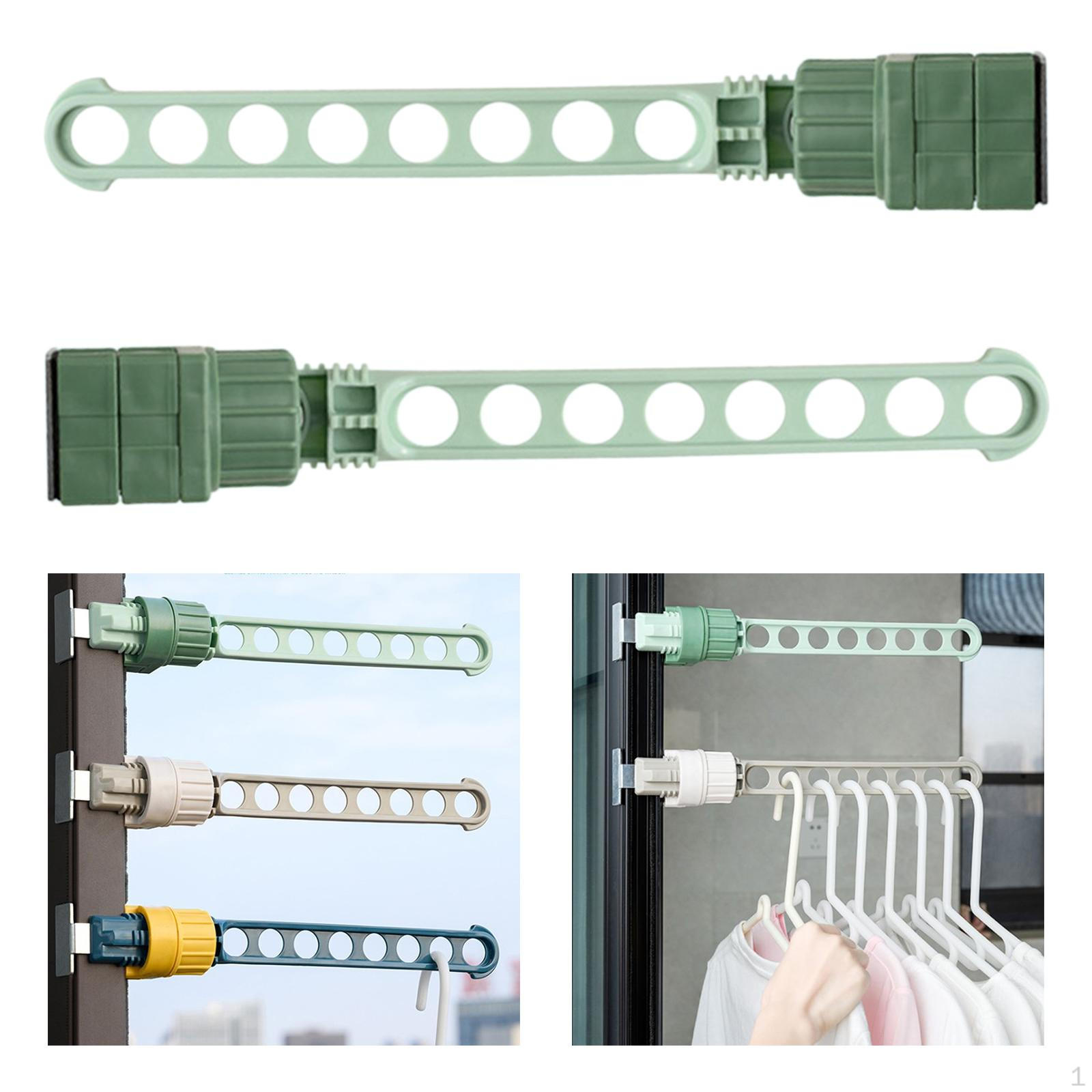 Clothing Window Hanger Retractable Indoor 8-holes Clothes Hangers Drying Rack зелёный