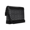 Coach Hudson 36 Flap Closure Coated Canvas and Natural Pebbled Leather Messenger Bag Shoulder Crossbody Bag Men's Charcoal and Black
