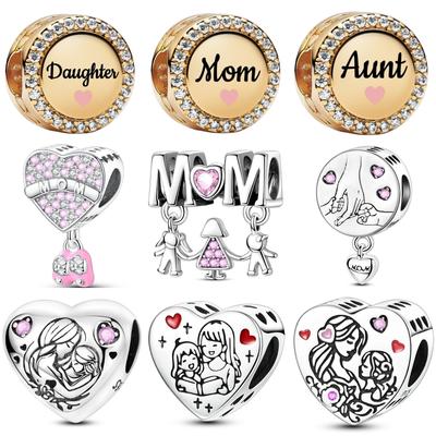 Neuer Kupfer Herz Anhänger Mama Tochter Tante Perle Passend Kette Armband Halskette Für Muttertag Geschenk Weihnachtsschmuck