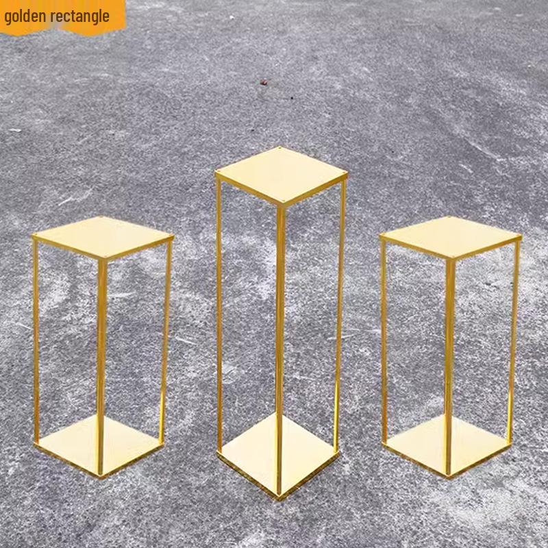 Geometric Square Frame Flower Stand for Weddings - Wrought Iron Artificial Flower Decor