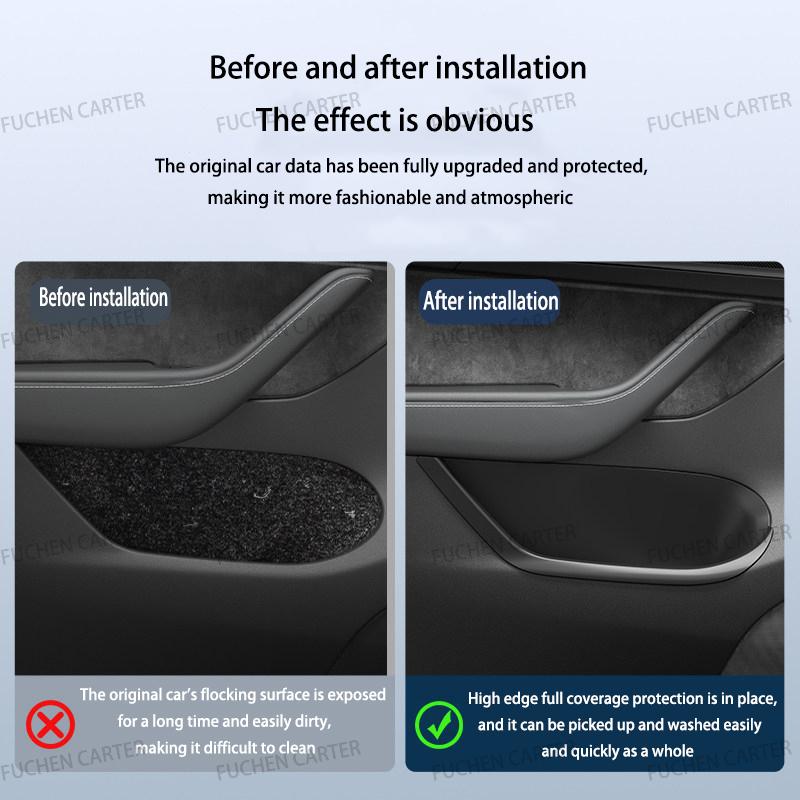 For Tesla New Model YL Launch 2026 4Pcs TPE360° Side Door Storage Box Full-Cover Front and Rear Interior Storage Box Accessories
