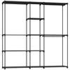 Portable Wardrobe, Open Clothes Wardrobe with 8 Shelves, 3 Hanging Rails, Black