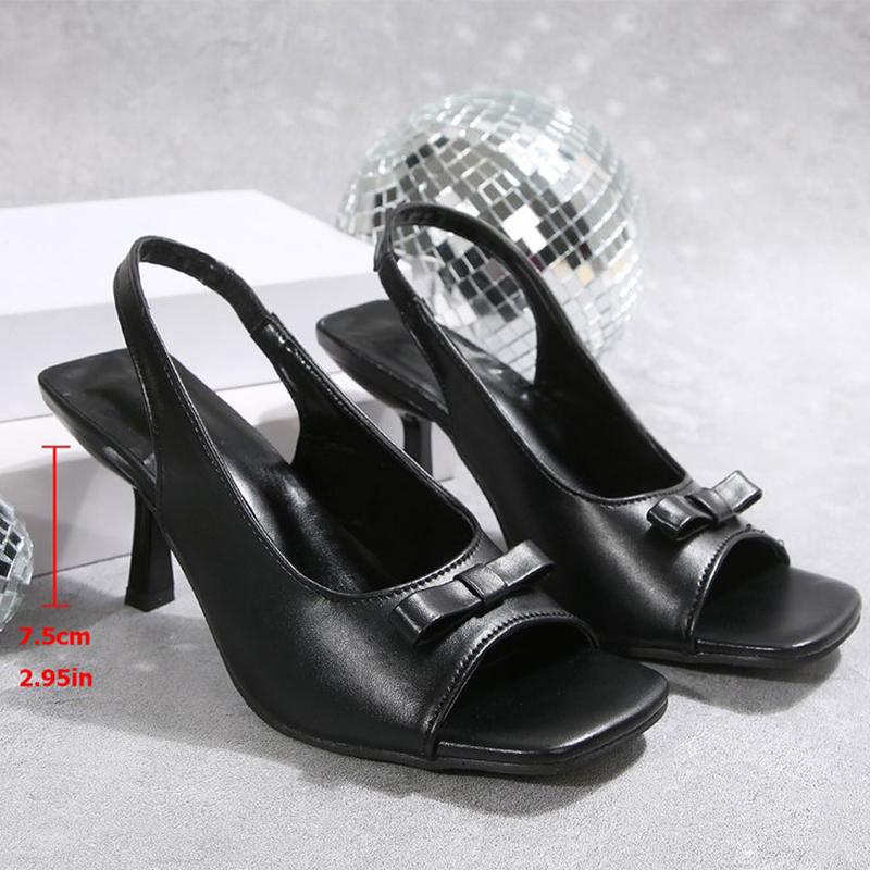 Fashion Summer Retro Butterfly-Knot Pumps Heels Women 2025 Breathable Open Toe Pumps Woman Shoes Solid Elastic Band High Heels Ladies