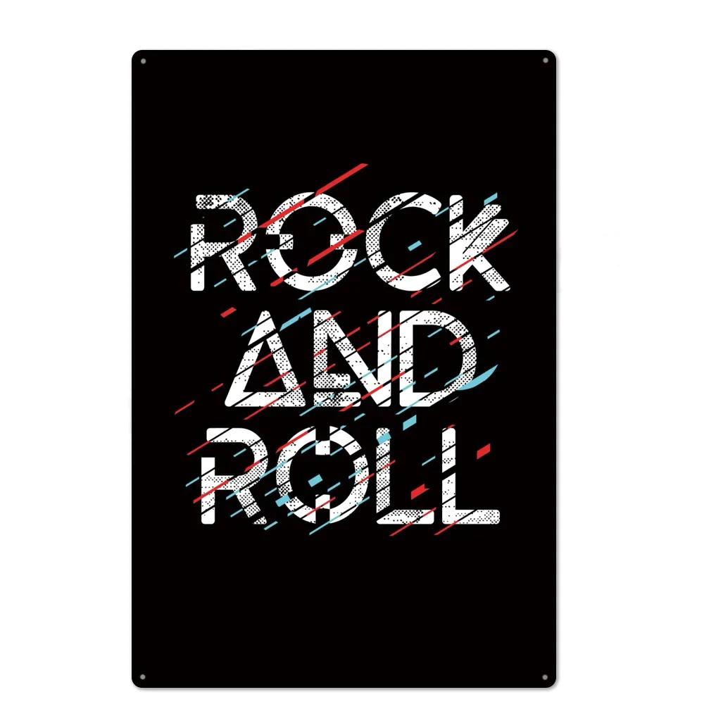 FJ Metal Tin Signs Decor Rock Roll Vintage Metal Sigsn Plaque Metal Posters Retro Rock Home Bar Wall