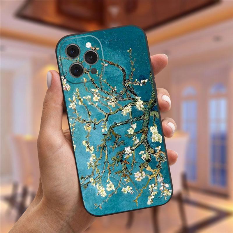 Vincent Van Gogh Starry Night Flower Phone Case For Iphone 13 12 11 Pro Max Mini X XR XS 8 7 6S Plus Mona Lisa David Soft Cover
