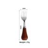 304 Stainless Steel Wooden Handle Spoon Standing Wood Handle Fork New Kids Soup Spoon  Kitchen Tool