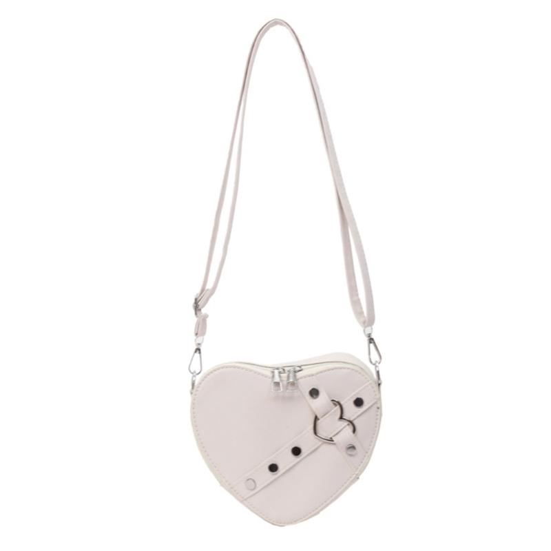 2024 Shoulder Bags Heart Shape Rivet Crossbody Bag Leather Phone Bag for Girl Women