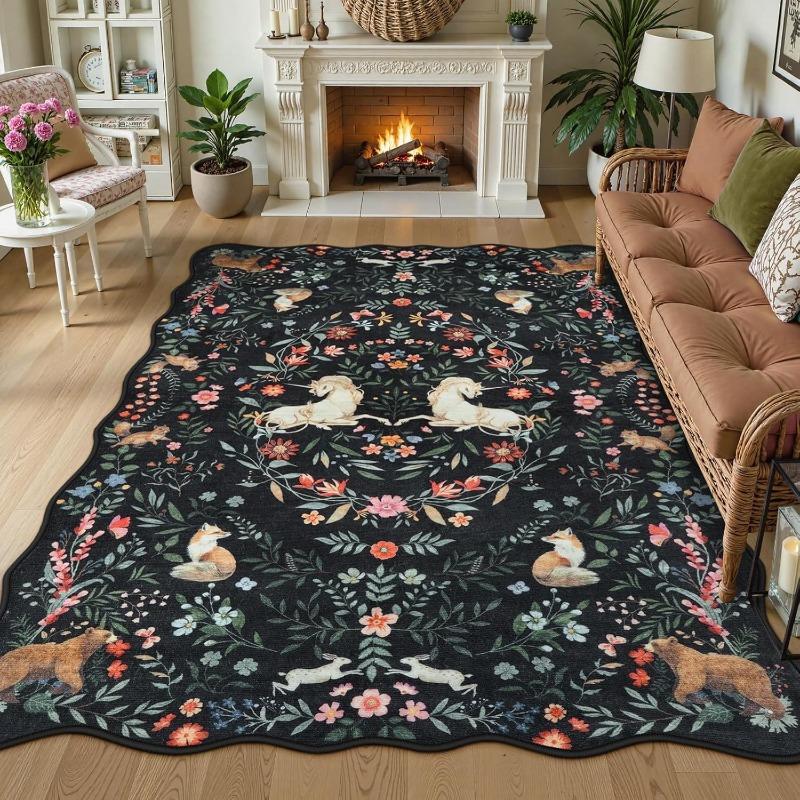 

Animal Plant Living Room Carpet Nordic Print Bedroom Rug Machine Washable Fashion Light Luxury Coffee Table Soft Mat Tapis 50x80cm (19x31inch)