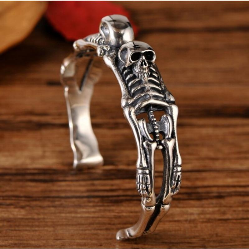 

Модные мужские браслеты с двойным черепом, горячо продаваемые, трендовые, персонализированные, простые аксессуары