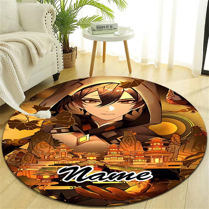 Personalized Genshin Impact Round Chair Office Rug - Perfect for Mat, Office Chair & More - Ideal Gift for Birthdays and Holidays