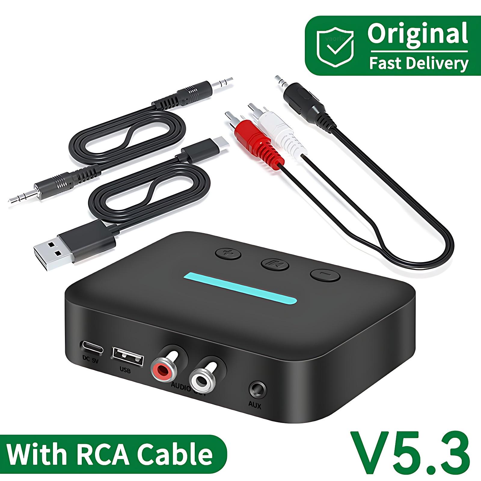 

USB Bluetooth 5.3 Адаптер аудіоприймача Бездротова стерео музика 3,5 мм AUX R/L RCA Підтримка U-Disk Відтворення для настільного динаміка Підсилювач