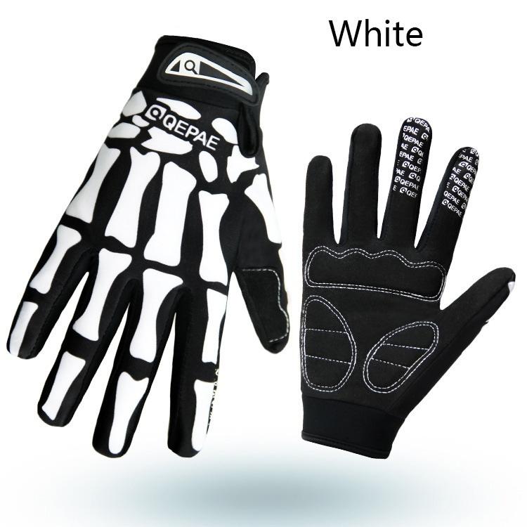 

Full Finger Gloves Skeleton Print Warm Sport Cycling Glove Men and Women Skull Glove Anti-slip Mittens Bike Bicycle Equipment S білий