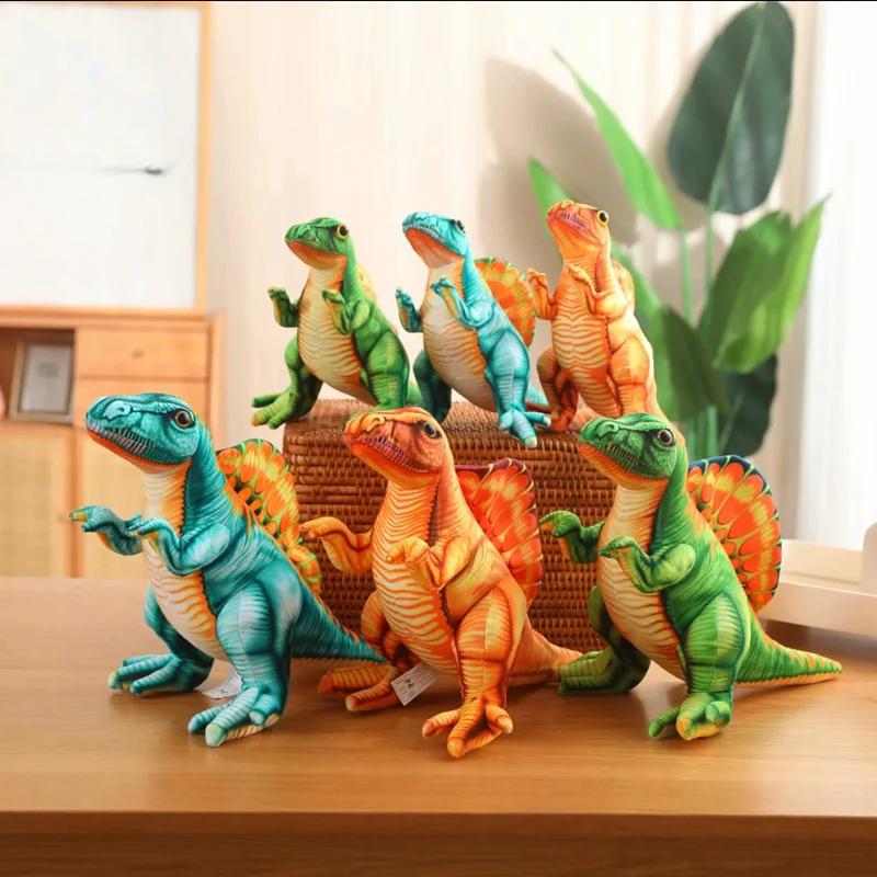 35/45cm Cuddly Simulation Dinosaur Stuffed Toy Plush Blue/Green/Orange Girls Boys Xmas Plushie Birthday Gift Room Decoration