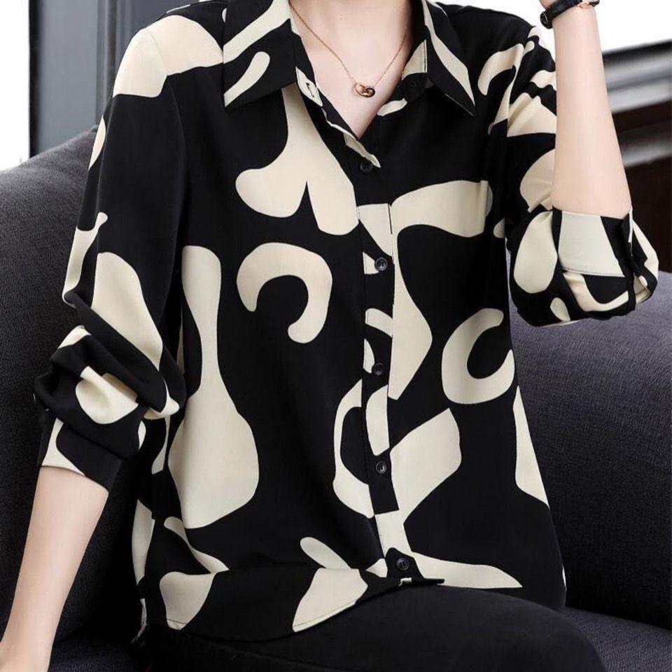 Женская свободная повседневная рубашка с длинными рукавами — фото 5