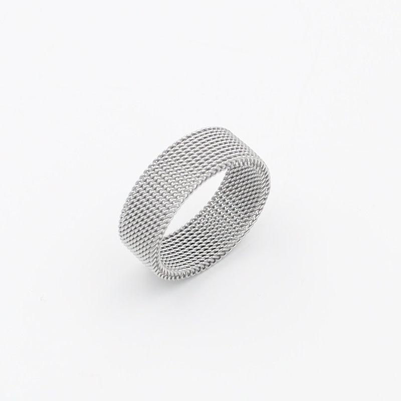 Titanium Steel Woven Mesh Ring Does Not Fade Wind Simple Mesh Men'S And Women'S Jewelry Ring