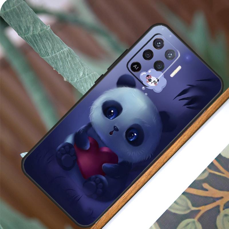 Cute Cartoon Panda For OPPO A52 A72 A92 A98 A78 A58 A5 A9 A15 A17 A77 A53S A57S A94 A74 A54 A16 A76 A96 Case