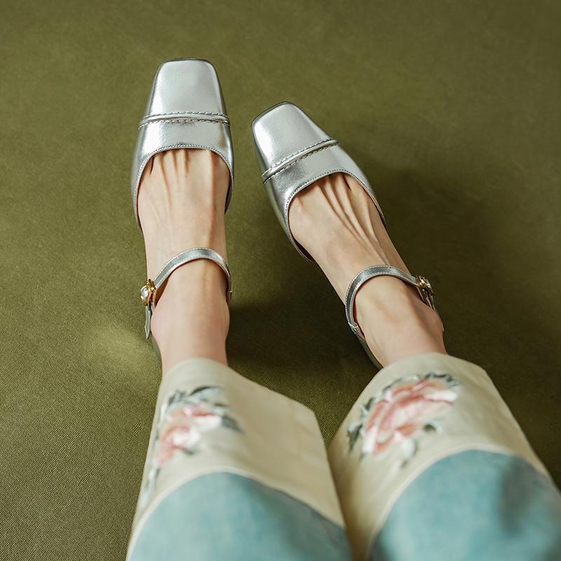 Fashion 2024 New Summer Sandals Cover Toe Sandals for Women Square Toe High Heel Sandals Gladiator Shoes Simplicity Ladies Shoes