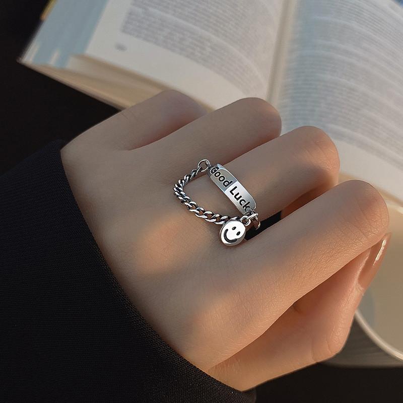 

925 Pure Fashionable Silver Good Lucky Ring Womens Trendy Adjustable Size Parties For